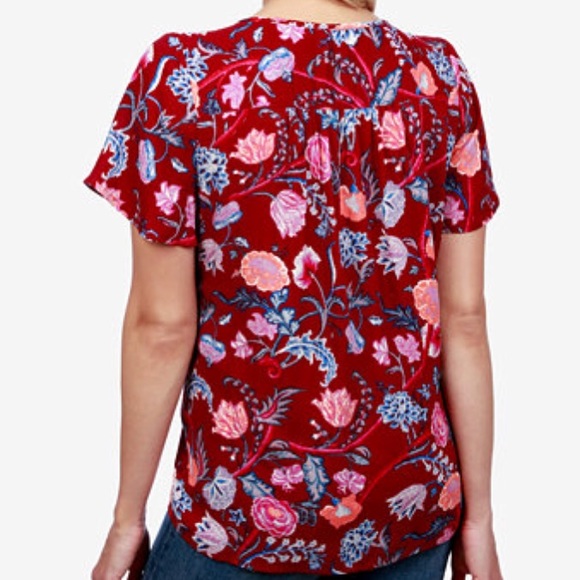 NWT Lucky Brand Pleated Floral Print Top - Picture 2 of 2